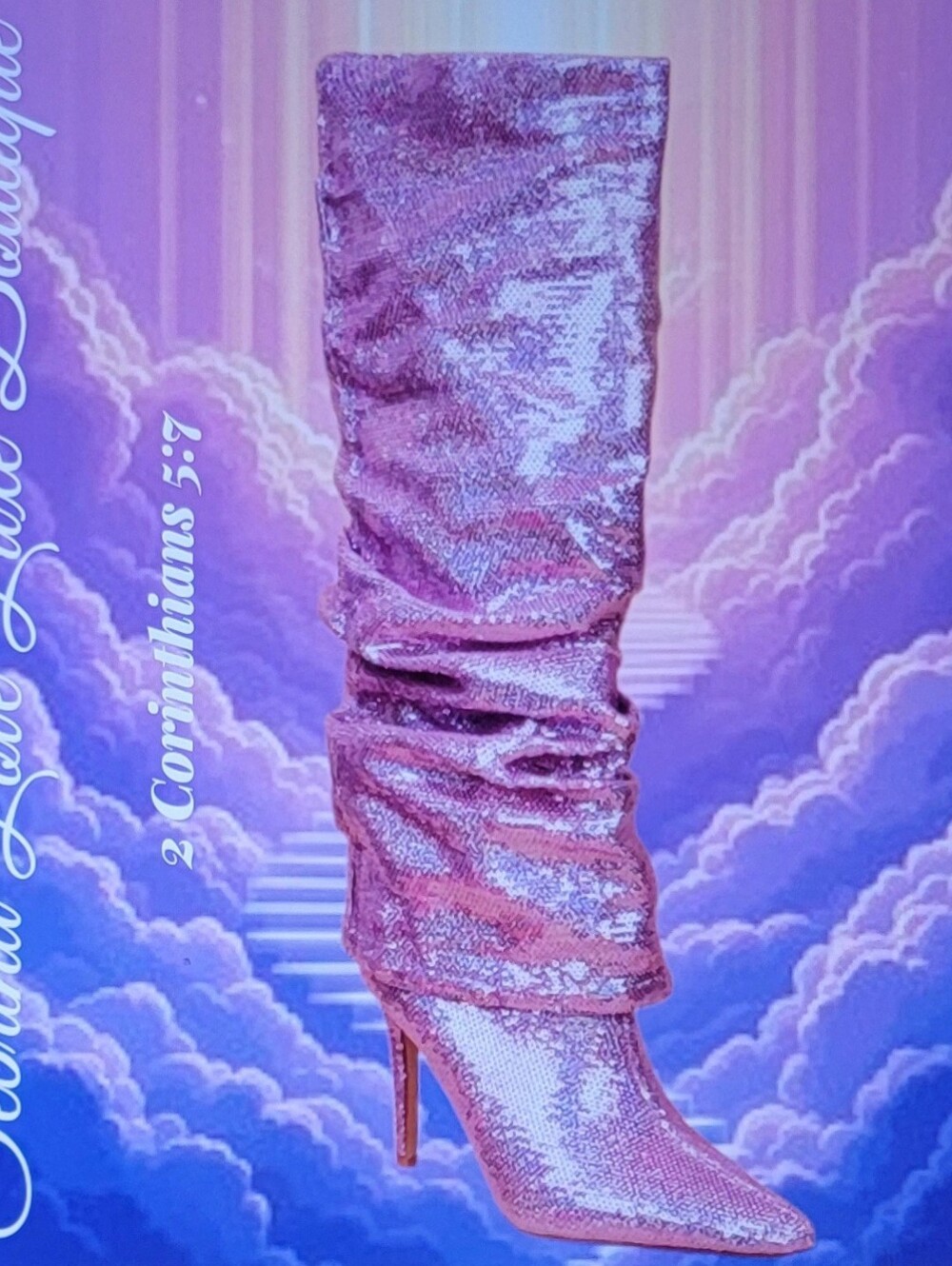 Chic Metallic Lilac Pink Sparkly Slouch Knee-High Boots